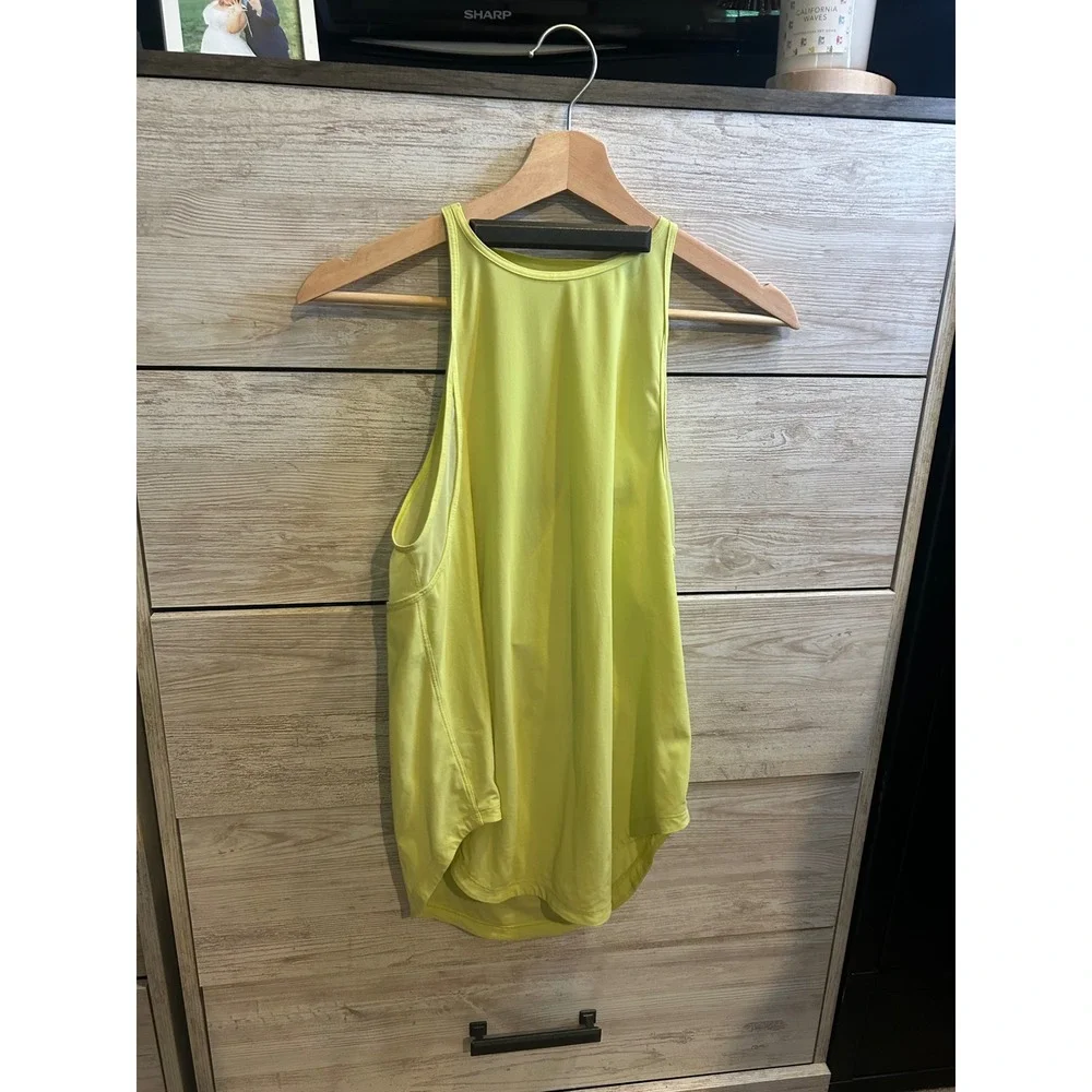 Lululemon High Neck Mesh Back Keyhole Running Tank Top Yellow Size 6 - Picture 2 of 6